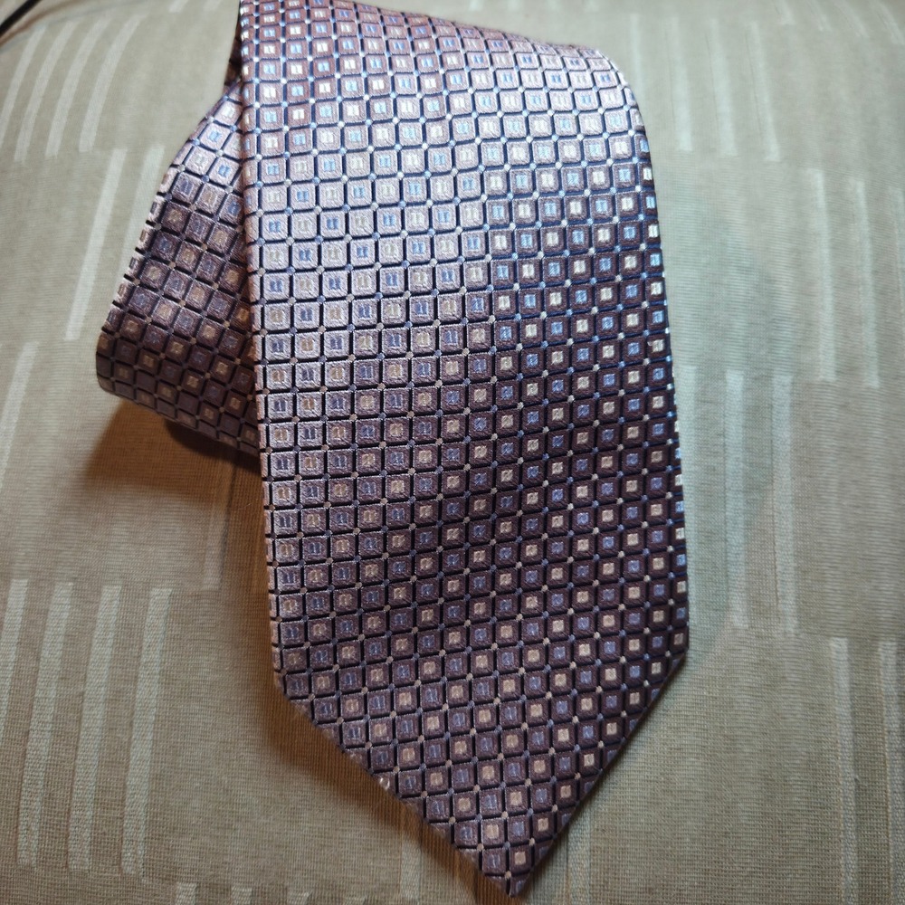 Geoffrey Beene Mens Geometric Pattern Silk Blend Necktie Formal Business Tie‎